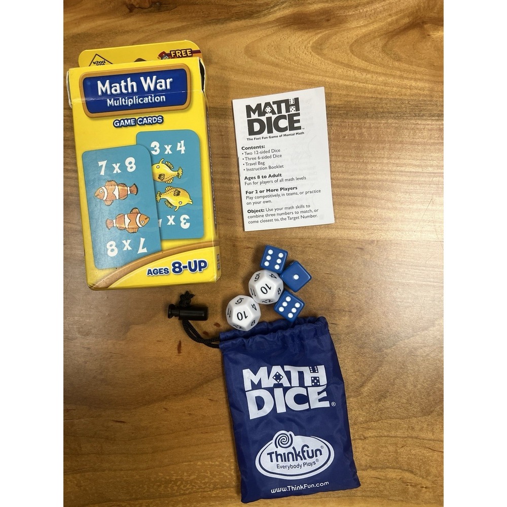 Math Multiplication War Math Dice Card Game Educational‎ Lot Homeschool